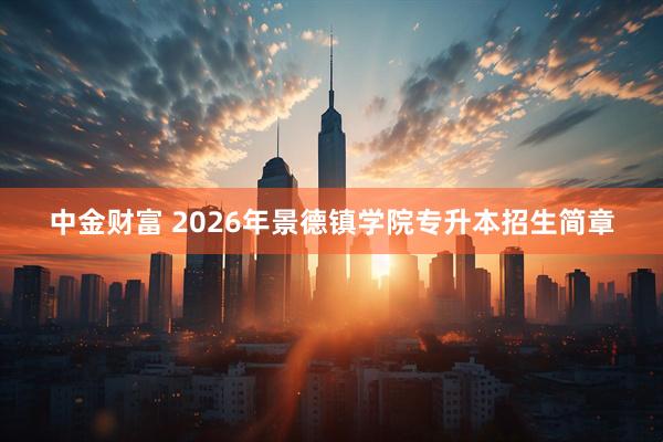 中金财富 2026年景德镇学院专升本招生简章